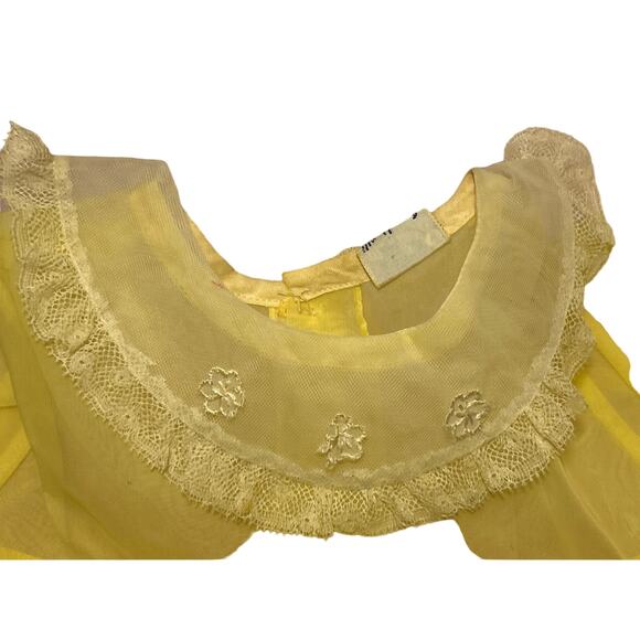 Vintage Infant Mary Jane Yellow Pleated Lace Dress, approx.9-12 months - Picture 7 of 9